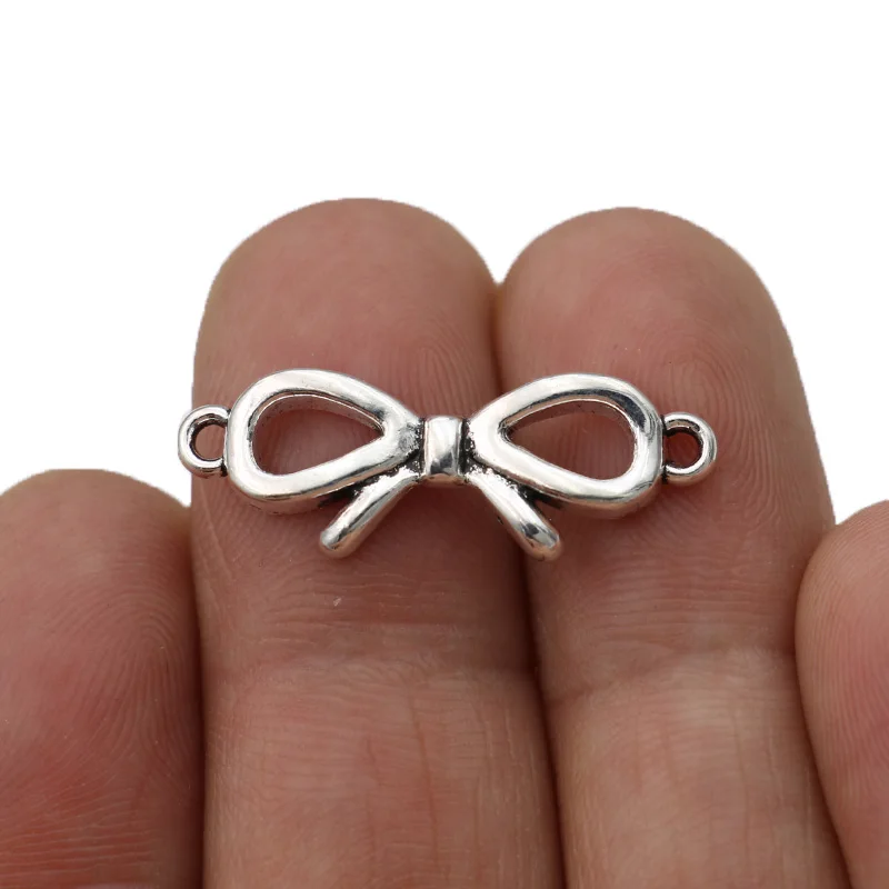 

JAKONGO Antique Silver Plated Bow Infinity Connectors for Jewelry Making Bracelet Jewelry Findings Accessories 28x10mm 10pcs