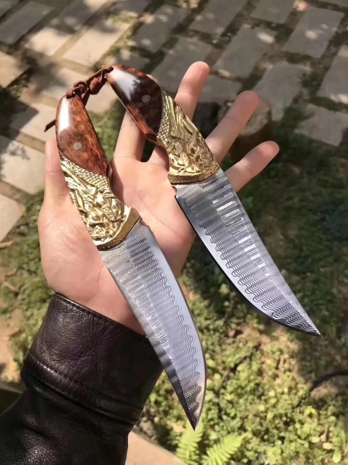 60HRC VG10 дамаскус сталь фиксированное лезвие мессенджер Грифф Handgemachte Jagd быстрая