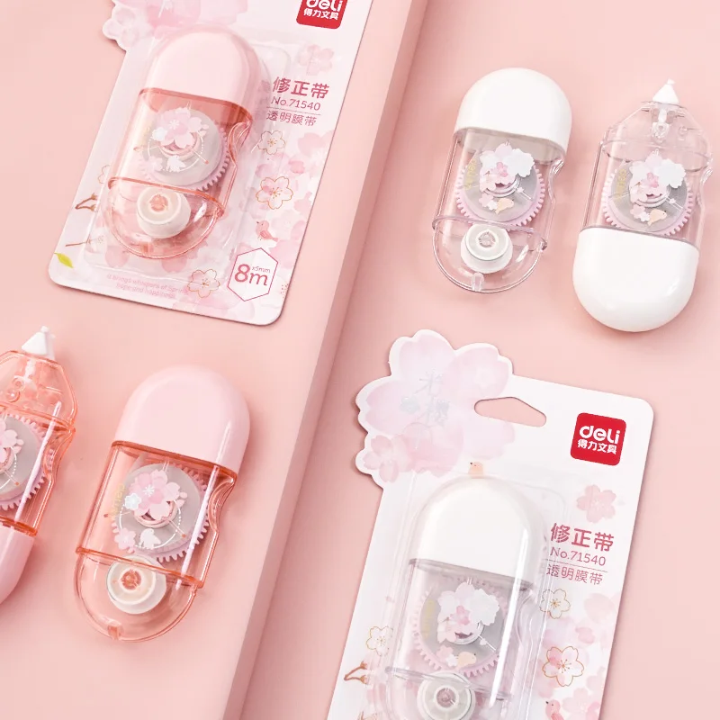 Cute Cherry Blossom 8m Correction Tape Pen Non-Refillable White Out for Students Office Supplies | Канцтовары для офиса и дома