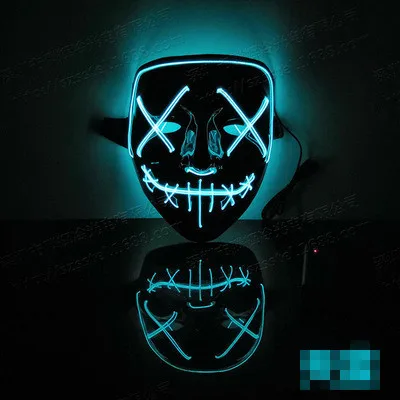 light blue Прямая поставка светодиодная маска Хэллоуин светящаяся в темноте страшная Маскарадная маска для вечеринок фестиваль череп тушь для ресниц легкий косплей подарок - Цвет: light blue