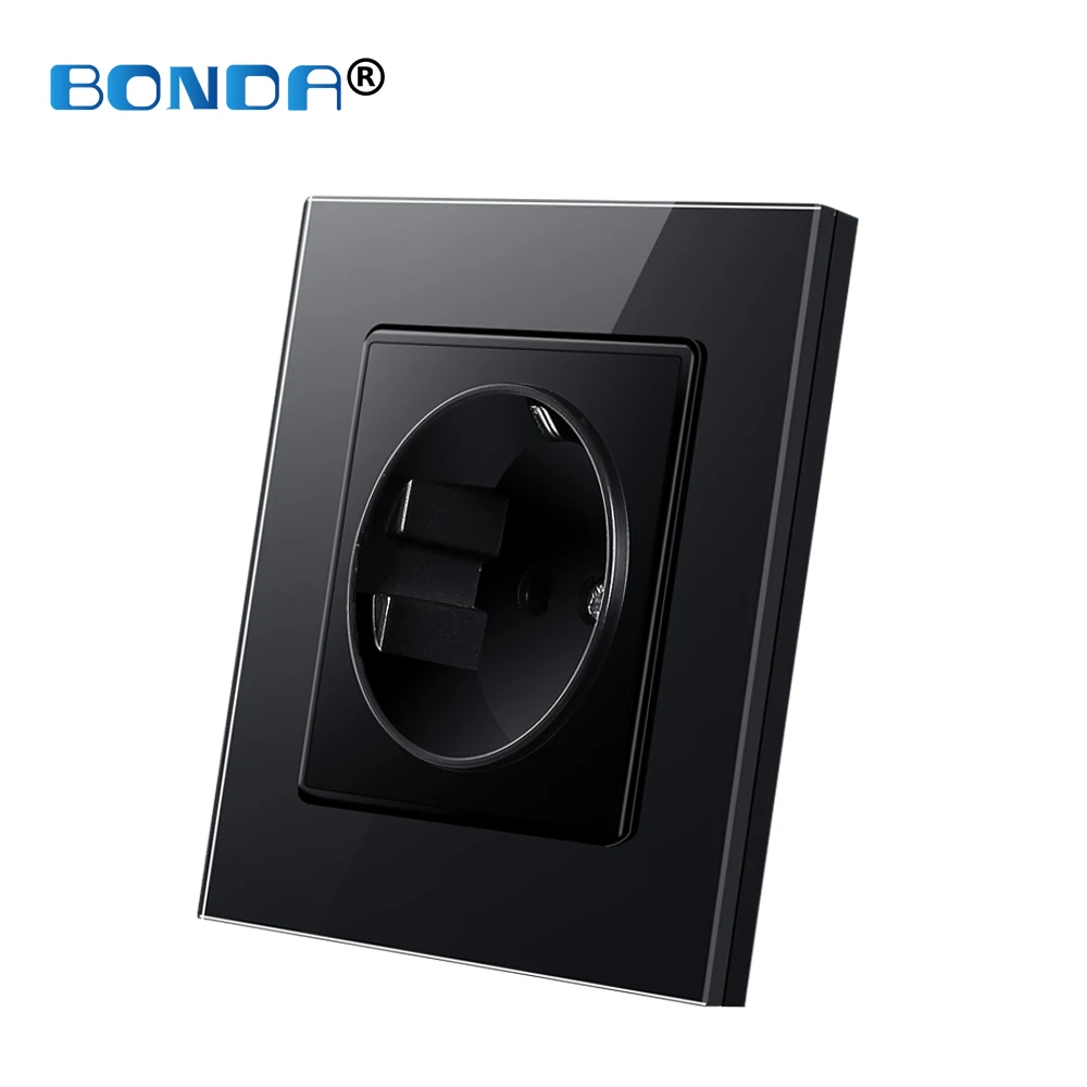 BONDA Wall Socket Tempered Glass Panel EU Standard Kids Child Safety Protection Electrical Power Outlet 86mm * 16A 110~250V |