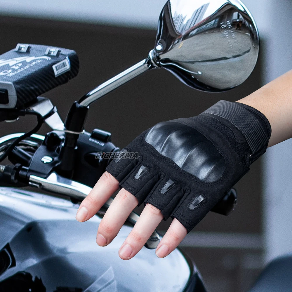 Летние мотоциклетные перчатки с полупальцами жесткими костяшками защитные