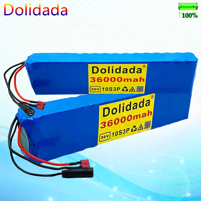 

New 36V36Ah 600W 10s3p lithium battery pack 20A BMS is suitable for xiaomijia m365 Pro eBike bicycle scooter t plug Gift charger