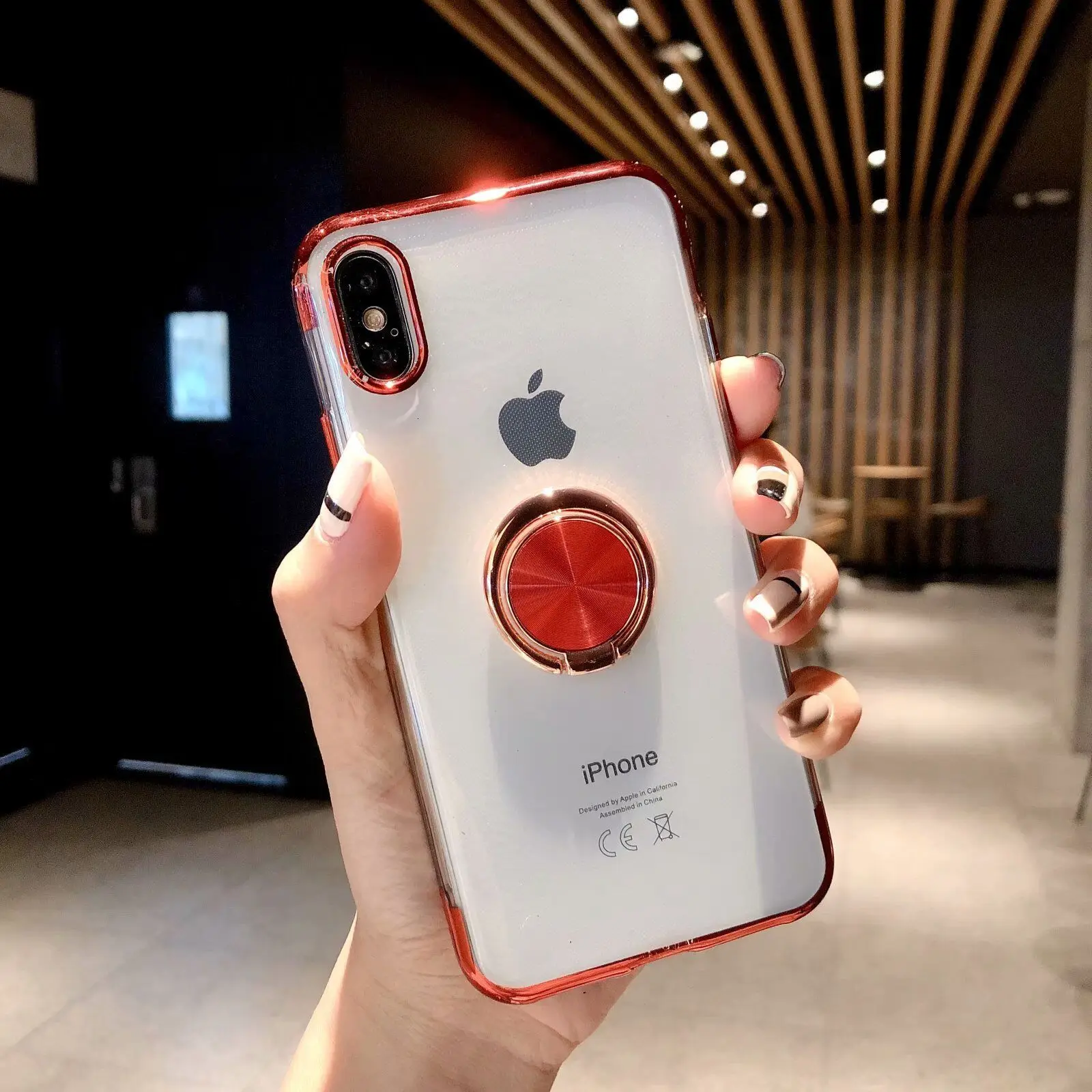 Роскошный Магнитный кронштейн чехол для телефона для iphone 8 7 6 6S Plus XS чехол для MAX XR прозрачный Автомобильный держатель Подставка кольцо на палец задняя оболочка