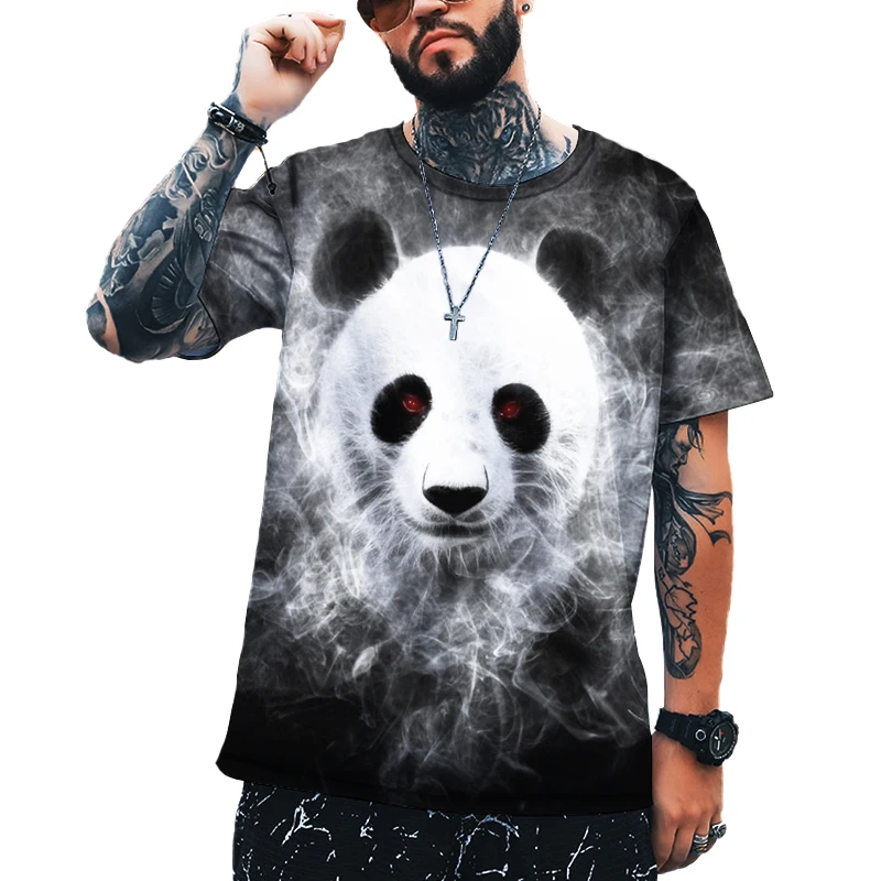 

Animal Panda Cute And Fun T-shirt Printed Men's T-shirt Oversized Fashion Trend Street Harajuku Hip Hop Funny Short Sleeve Top