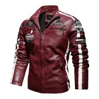 Мужская мотоциклетная куртка, Осень-зима 2021, Мужская Новая куртка из искусственной кожи, Повседневная мотоциклетная куртка-бомбер с вышивкой, на молнии