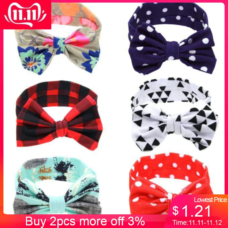 2017 Hot Selling New Fashion Hair Bands Headband Kids Accessories Baby Cute DIY Rabbit Ears Elastic Cloth Bowknot | Детская одежда и