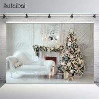 christmas tree fireplace photography backdrop white sofa gifts photo backgound studio x mas family party decoration supplies