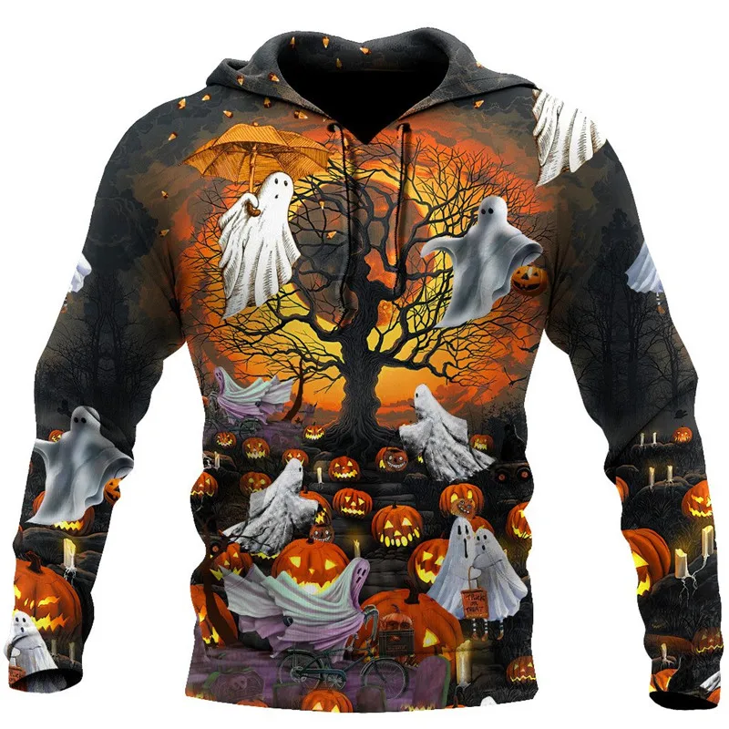 

The most fashionable Halloween Ghost 3D pumpkin 3D printed Hoodie autumn men's Unisex zipper Hoodie casual Street Sweatshirt