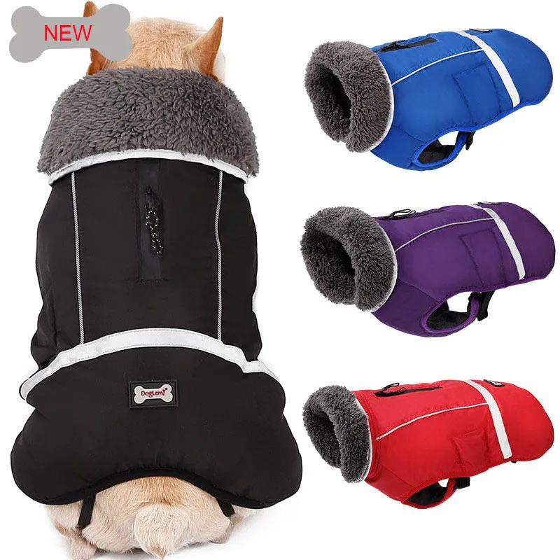 Высококачественная Светоотражающая зимняя одежда для собак водонепроницаемая
