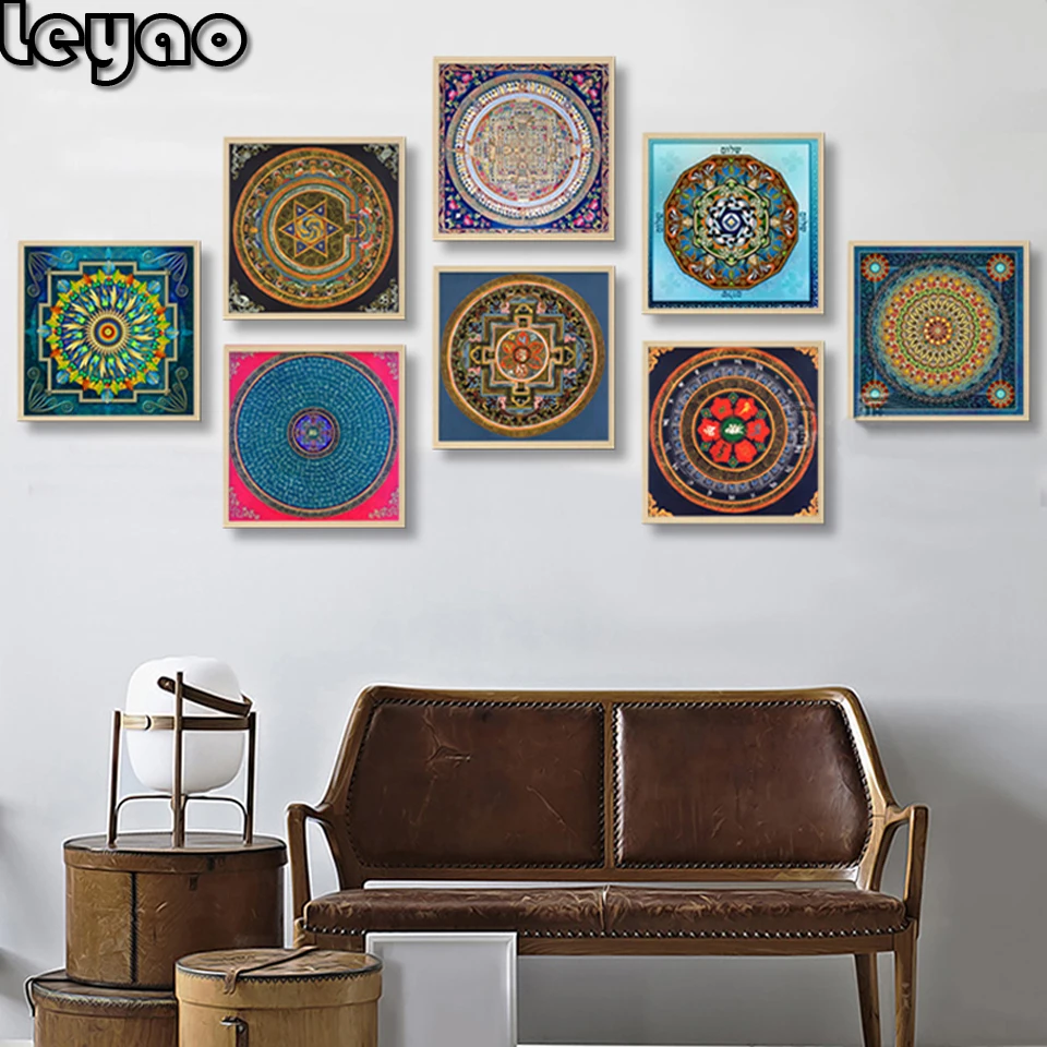 

Mandala Ornament Thangka Yoga Vintage DIY diamond Painting full square Wall Pictures 5d diamond embrodieiry Living Room Decor