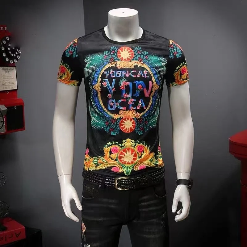 

Европейская мужская летняя новая облегающая футболка из вискозы с коротким рукавом модный универсальный топ с коротким рукавом