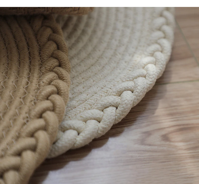 Simple hand-woven mats porch floor door bathroom absorbent pads cream oval | Rug