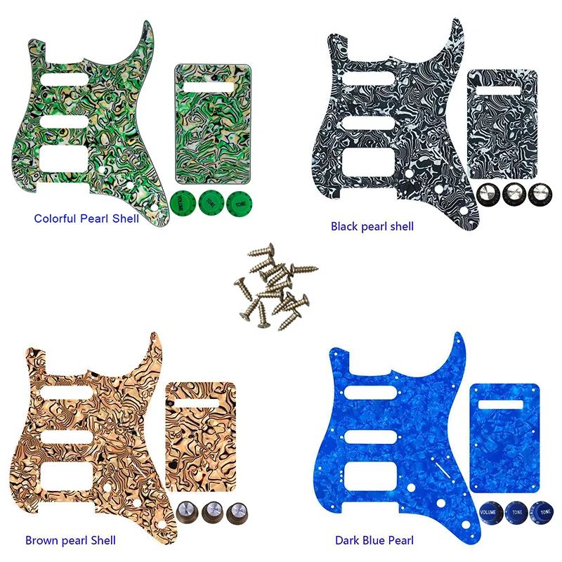

Quality Guitar Parts -For US Fd 11 Screw Holes MIM Start SSH Humbucker Guitar Pickguard & Back Plate & Control Knob