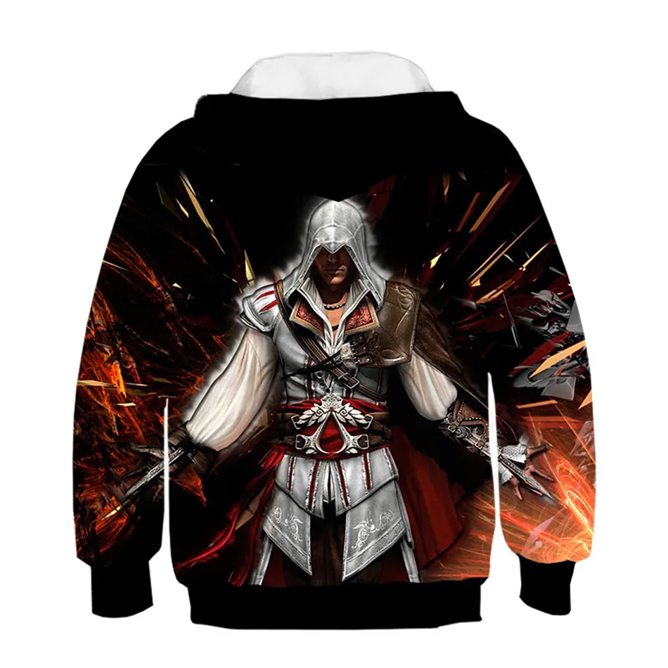 От 4 до 13 лет года, уличная одежда с 3D капюшоном Assassins Creed, толстовка для мальчиков и девочек, детский пуловер в стиле хип-хоп, толстовка с капюшоном