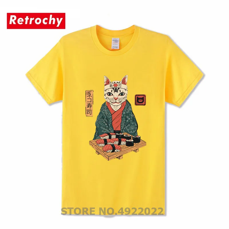 Футболка Neko с суши-баром кошкой японской культурой бренд 2019 уличная одежда Ukiyo E