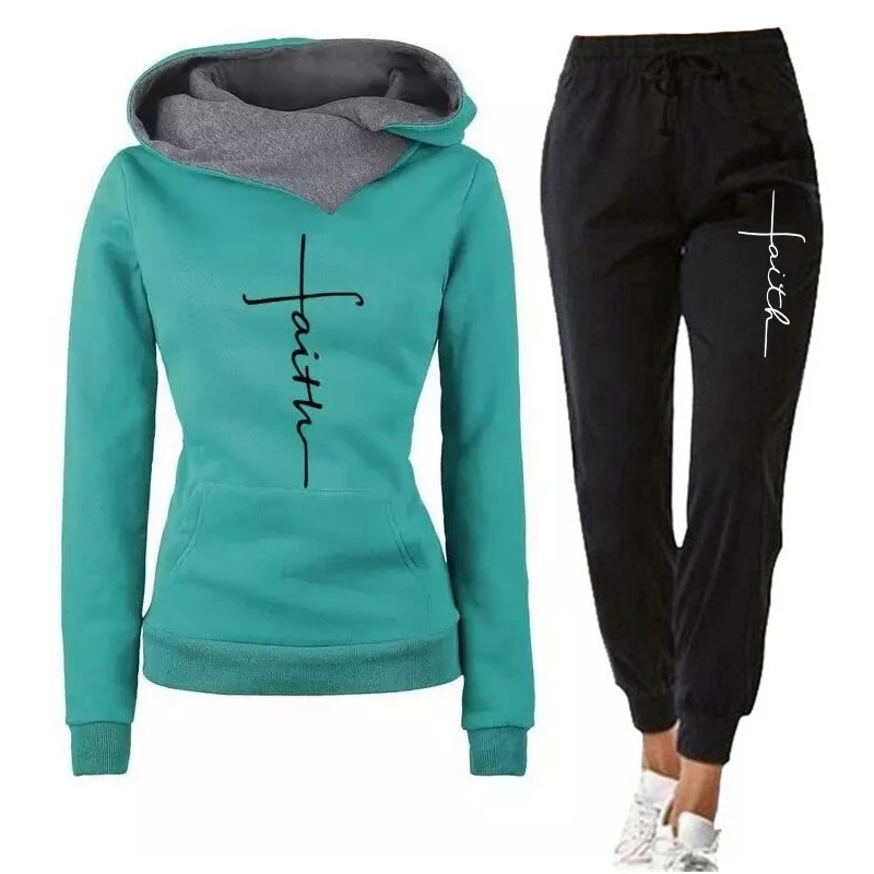 

Tracksuit for Women 2021Casual Two Piece Outfits Pullovers Hoodies and Elastic Waist Jogger Pants Spring Autumn Tracksuit Woman