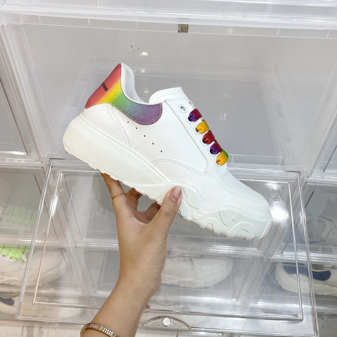 

Summer men's Famous Luxury Designer Brand casual white shoes comfortable colorful lace women's sports With Original Brand Box