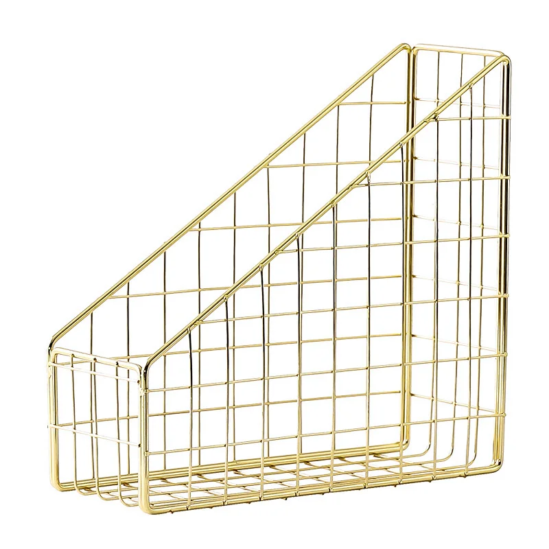 

Electroplated Iron Book Holder Desktop Shelf File Magazine Book Stand Office Home Stationery Organizer Holder