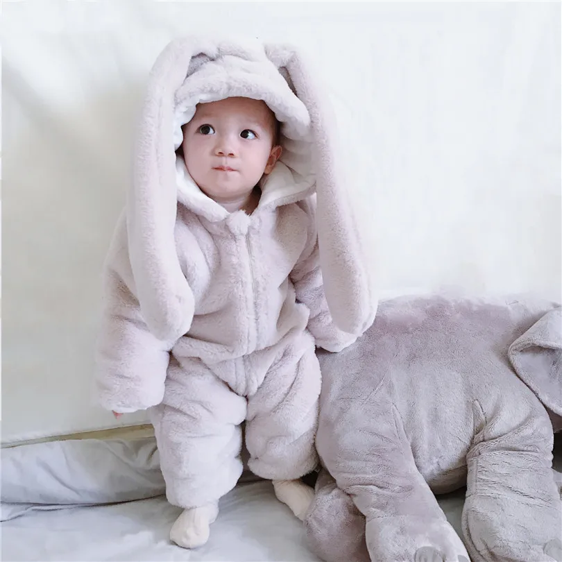 Зимний Детский комбинезон с кроликом для новорожденных костюм из искусственного