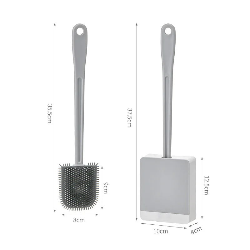

Silicone WC Toilet Brush Flat Head Flexible Soft Bristles Brush With Quick Drying Holder Set Cleaning Brush For WC Accessories