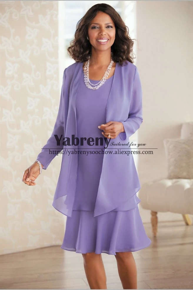 

2PC Lavender Chiffon Mother of the bride dresses