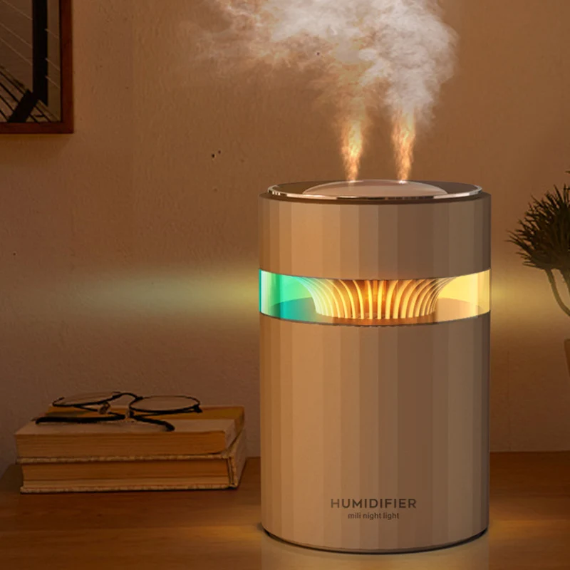 

Double Mist Fogger USB Air Humidifier 900ML Ultrasonic Aroma Diffuser with Color Light Car Purifier Freshener for Home Office