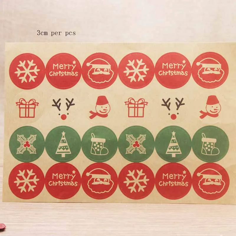 

120PCS Mixed kraft Christmas Theme series sticker labels gifts/candy faovrs/souvenirs decoration Seal Sticker Labels