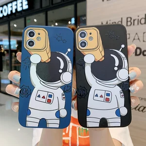 for iphone 13 case funny astronaut telescop pattern phone case for iphone 11 12 pro max xr xs x 6 7 8 plus soft tpu back cover free global shipping