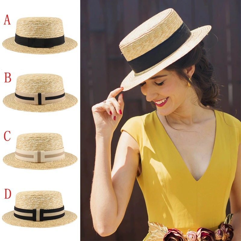 Соломенная шляпа с плоским верхом для детей и родителей 2 размера | Аксессуары