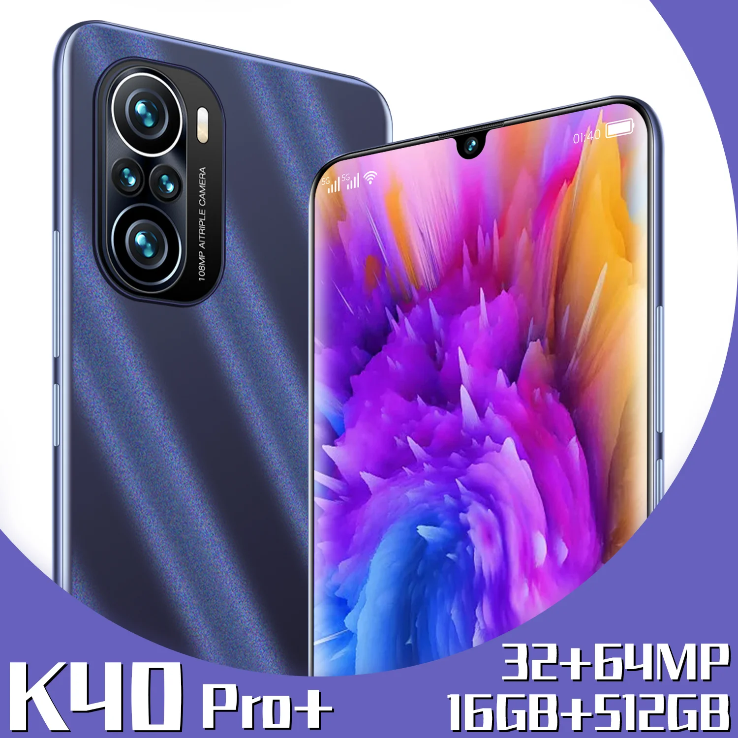 

Global Version Galaxy K40 Pro+ 6.7Inch SmartPhone 16+512G Android 6000Mah Lithium-ion Big Battery CellPhone 32MP+64MP Camera