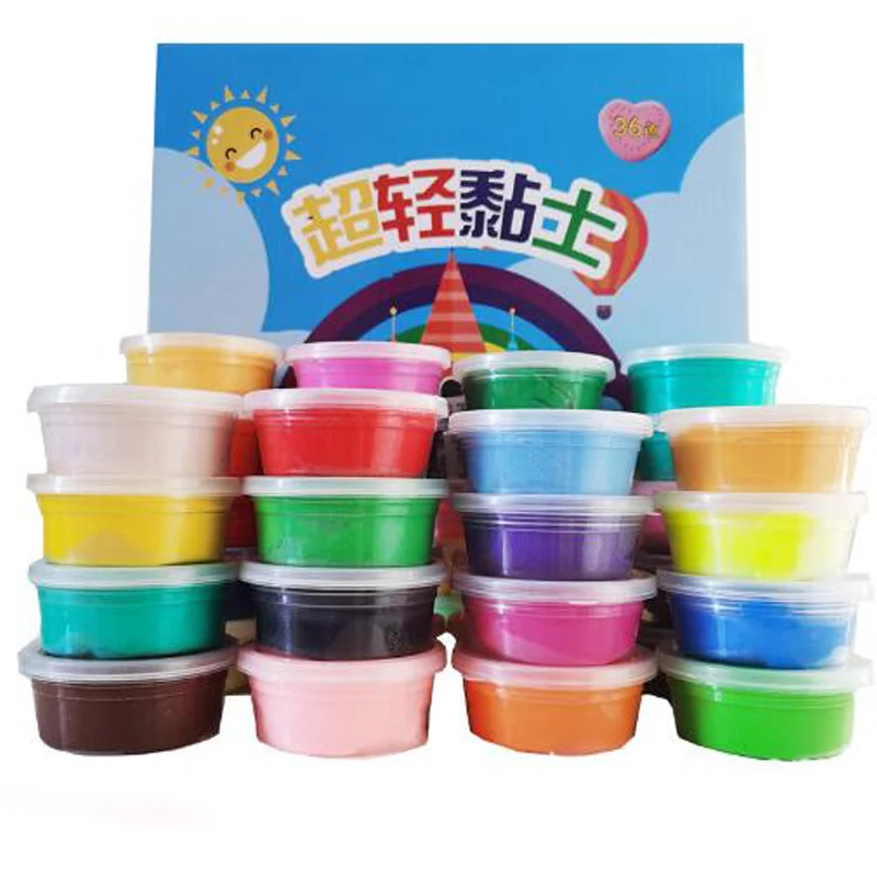 

Children Toys 12 24 Color Play Dough DIY Plasticine Polymer Magic Clay Toy Kids Gift Air Dry Fluffy Slimes Modeling Clay Set Box