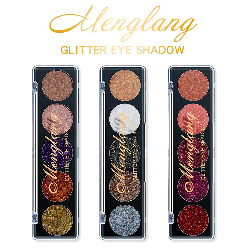 5 цветов открытые тени для век макияж пигменты профессиональные мерцающие