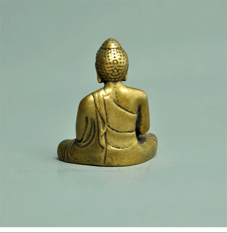 Портативная винтажная латунная статуя будды карманная сидячая скульптура для