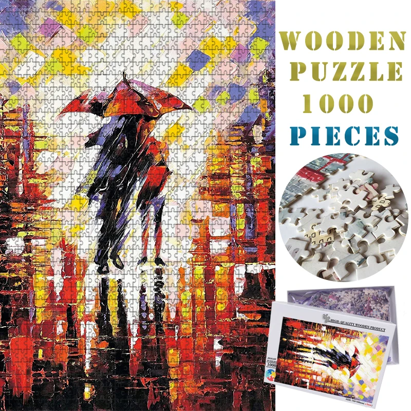 

Романтические деревянные пазлы MOMEMO, пазл для взрослых из 1000 частей, пазл с масляным узором на заказ, детские игрушки из 1000 частей