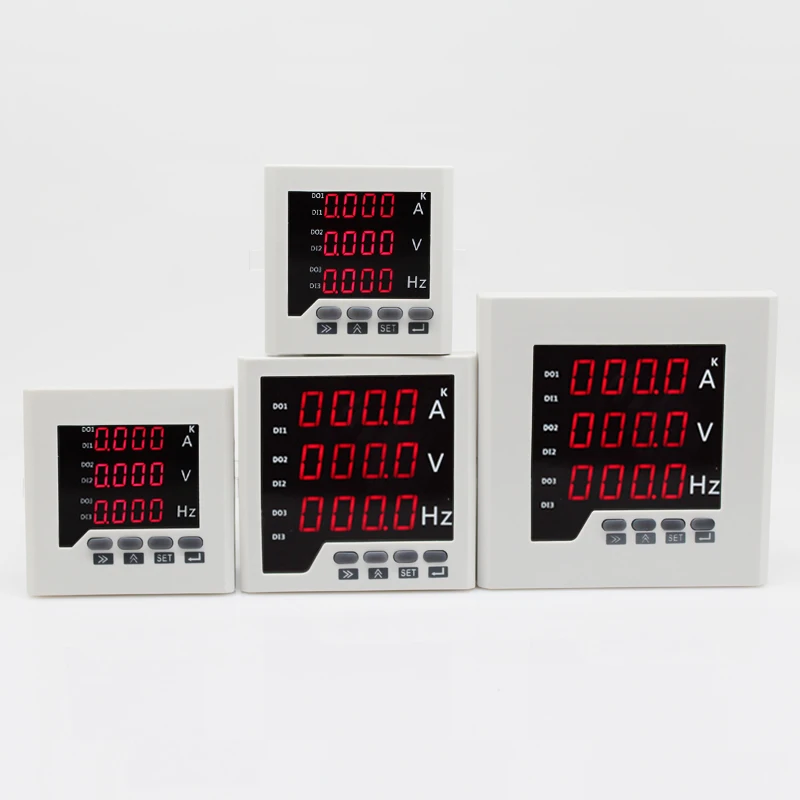 

AC 0-500V , 5A ,50-60Hz A V Hz combination panel meter 1 phase voltage ampere and frequency meter