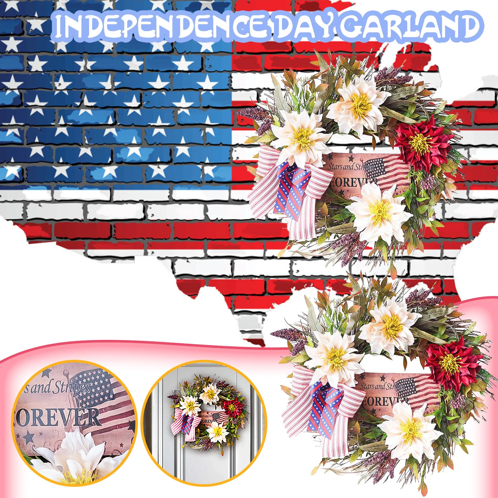 

Room Decoration Accessories United States Independence Day Simulation Tulip Garland Door Hanging Decoration Aesthetic Room Decor