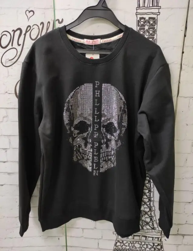 

Winter Fashion New Style With Diamond hoody Skull loose design long Sleeve Men's sweatershirts top quality