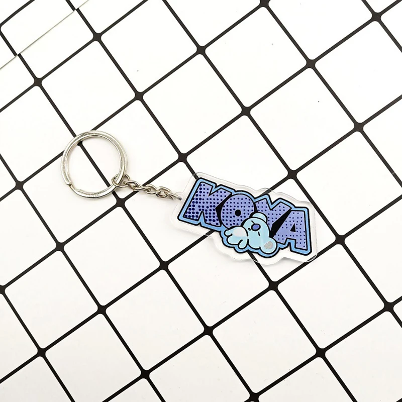 Kpop Bangtan мальчики милый мультфильм форма брелок имя акриловое кольцо для ключей