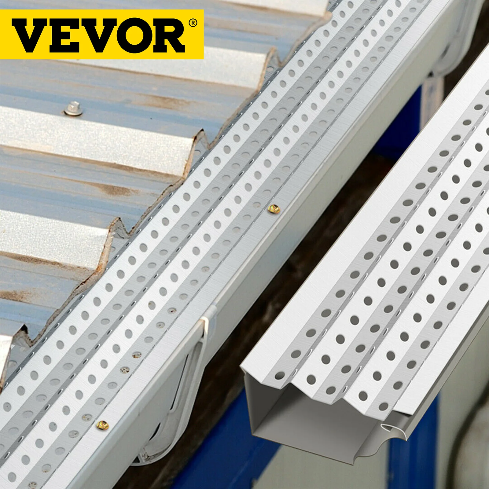 

VEVOR 5" x 3' Gutter Guards 18/35/69 Pack Mill Finish Aluminum Guards for Gutter With Screws & Nut-setter For DIY Length Cut Gut