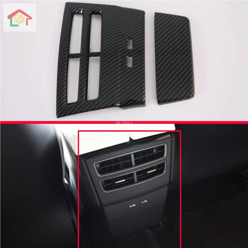 

Аксессуары для автомобиля Tesla Model S 2019 2020, подлокотник с покрытием из углеродного волокна, задняя рамка вентиляционного отверстия, отделка кр...