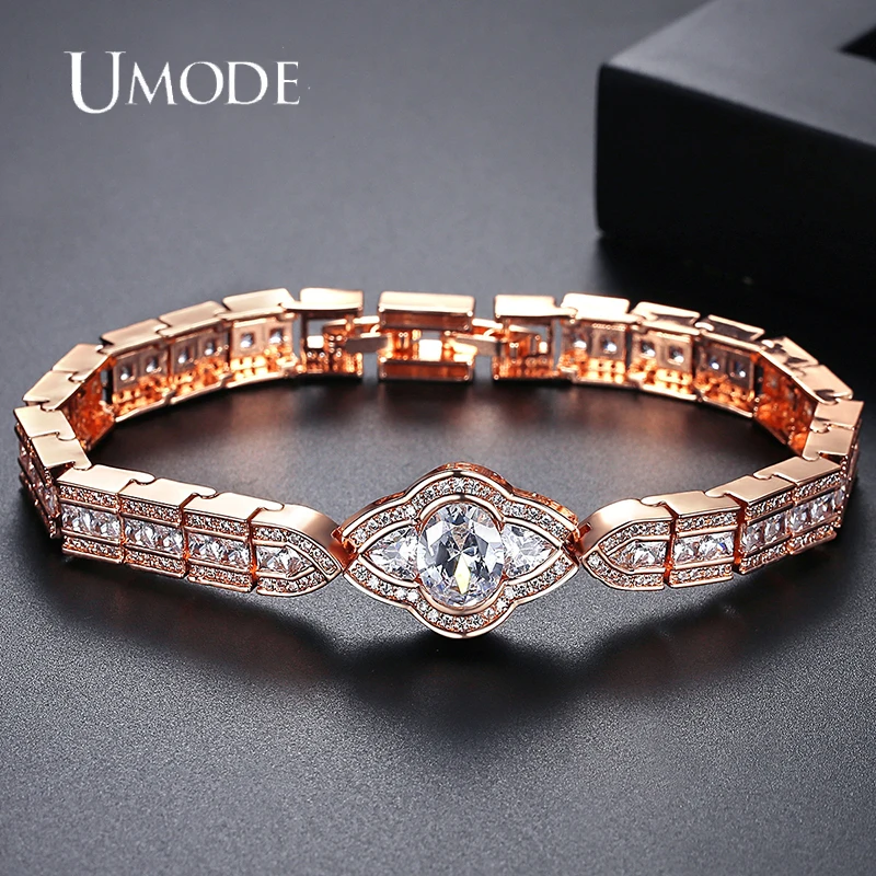 

UMODE Luxury Watch Shape Zirconia Tennis Bracelets for Women NEW Femme High Quality Bracelets Wedding Jewelry Party Gifts UB0254