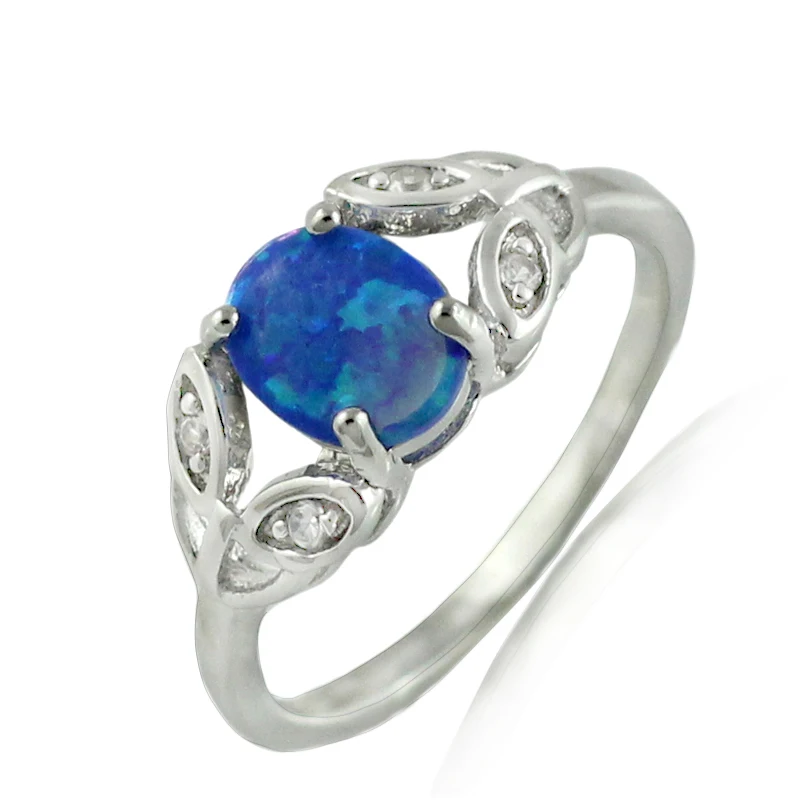 Синий огненный опал CZ женский коготь Inay модное Ювелирное кольцо Размер 6 7 8 9