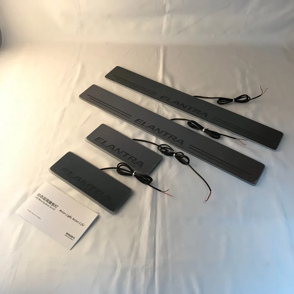 

Osmrk led moving door scuff for Hyundai Elantra dynamic door sill plate lining overlays guards flowing/fixed light