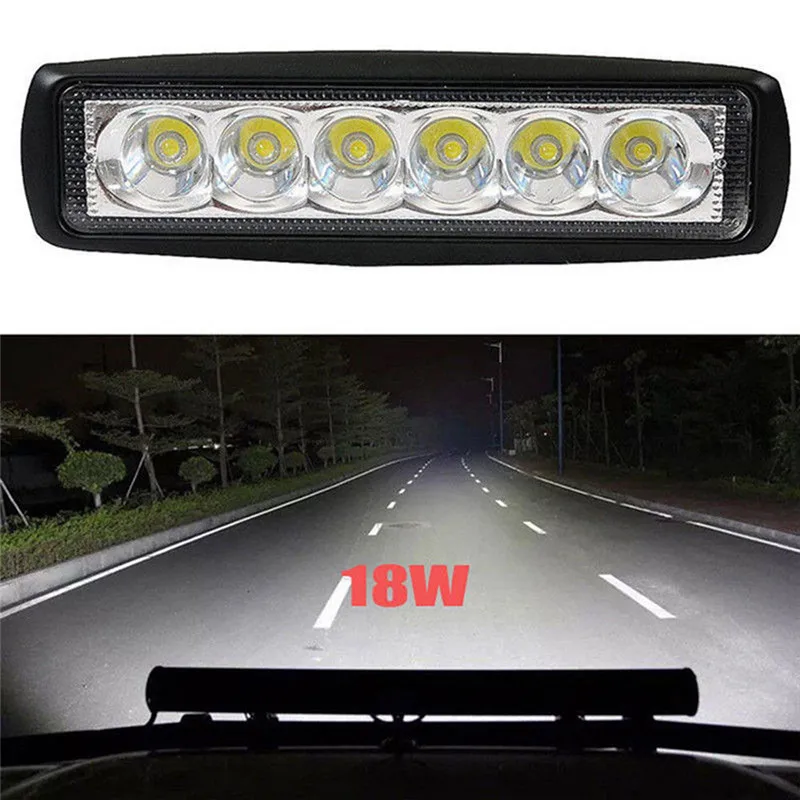 

High Power Universal Bright Light Work Bar 800LM Driving Fog 18W Spot LED Low Consumption Offroad SUV Car Boat Lamp#268024