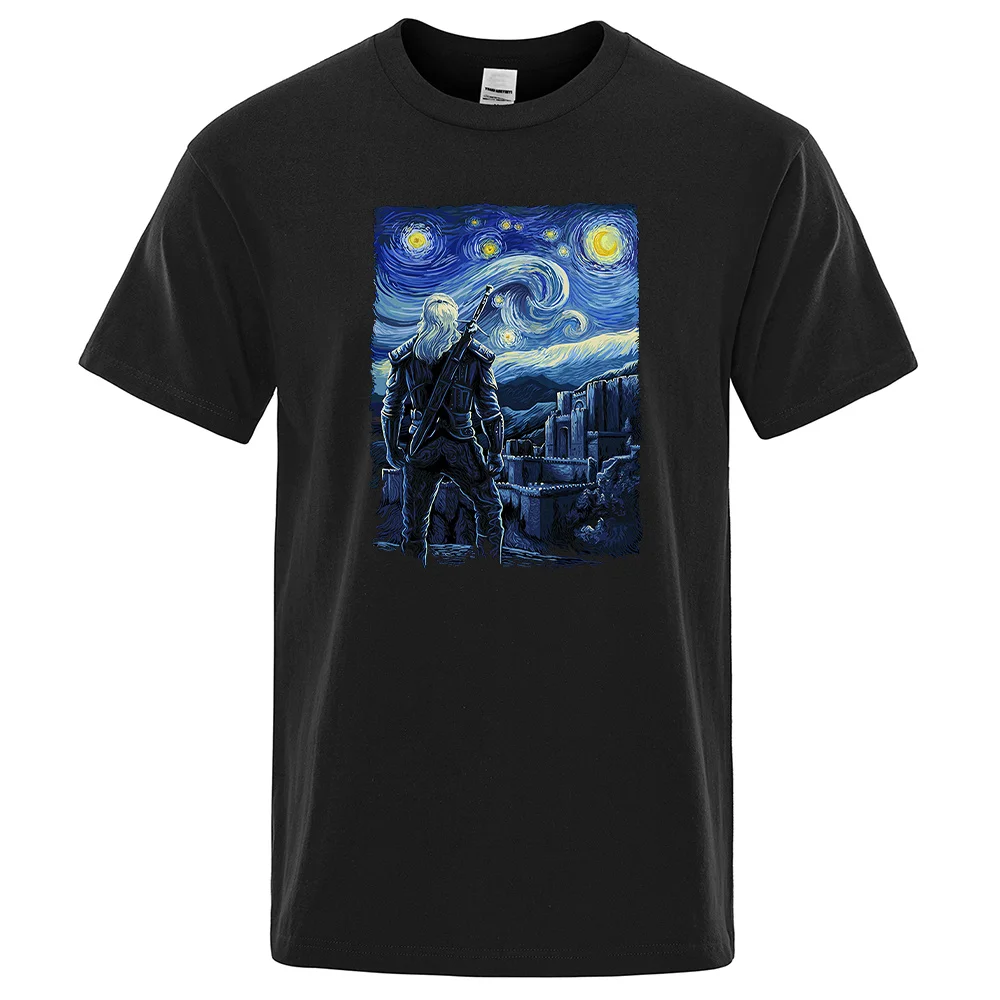 

Starry Kaer Morhen Printed Man T-shirt Comfoable oveized T-shirts Cool Bhing Sho Mouw Bhing Slender T-shirts Men