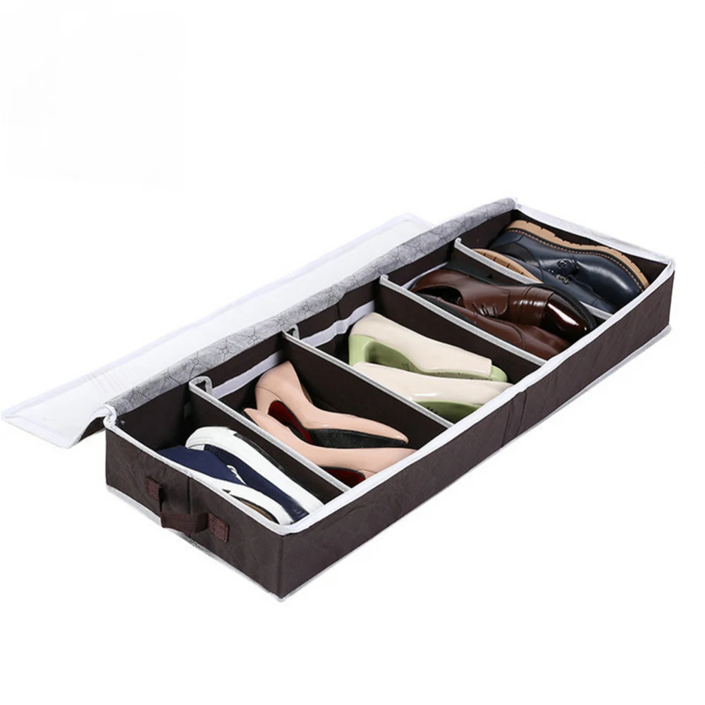 

Folding Visible Shoe Box Multi-function Clothes Shoe Boots Organizer Box With Partition Home Bed Bottom Shoes Storage Cases