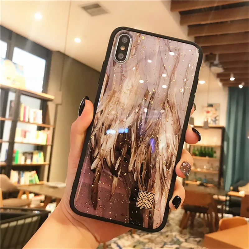 Мраморный чехол для телефона с золотой фольгой для iPhone 11 Pro XS Max XR X 7 8 6 6s Plus, мягкий силиконовый чехол с блестками для iPhone X