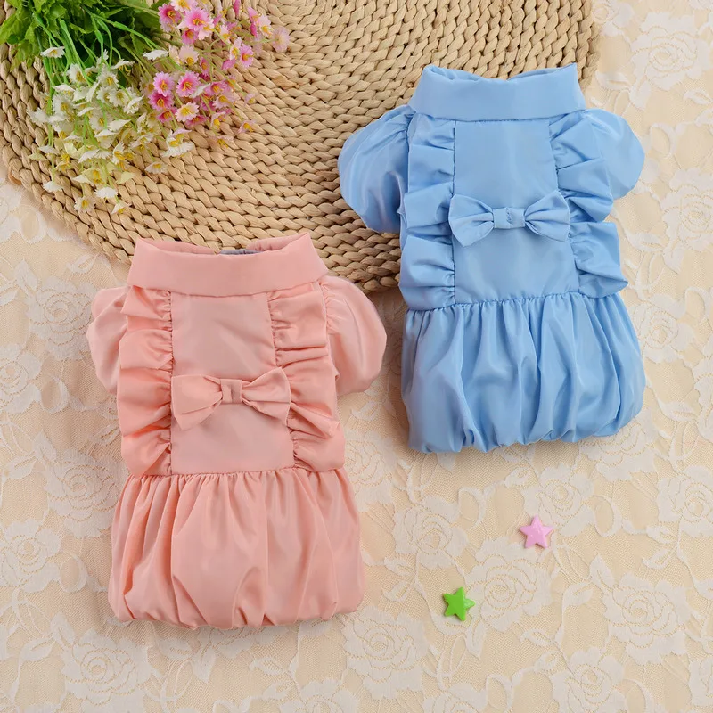 

Новинка 2021, одежда для домашних животных, хлопковое платье с бантом, теплая одежда для собак, милая одежда для милой собаки, Теплая юбка, утеп...