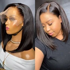 13x 4 парик на сетке спереди, короткие парики боб, прямые парики на сетке спереди из человеческих волос, парики для женщин, предварительно выпрямленные волосы, парик на сетке без клея, Remy